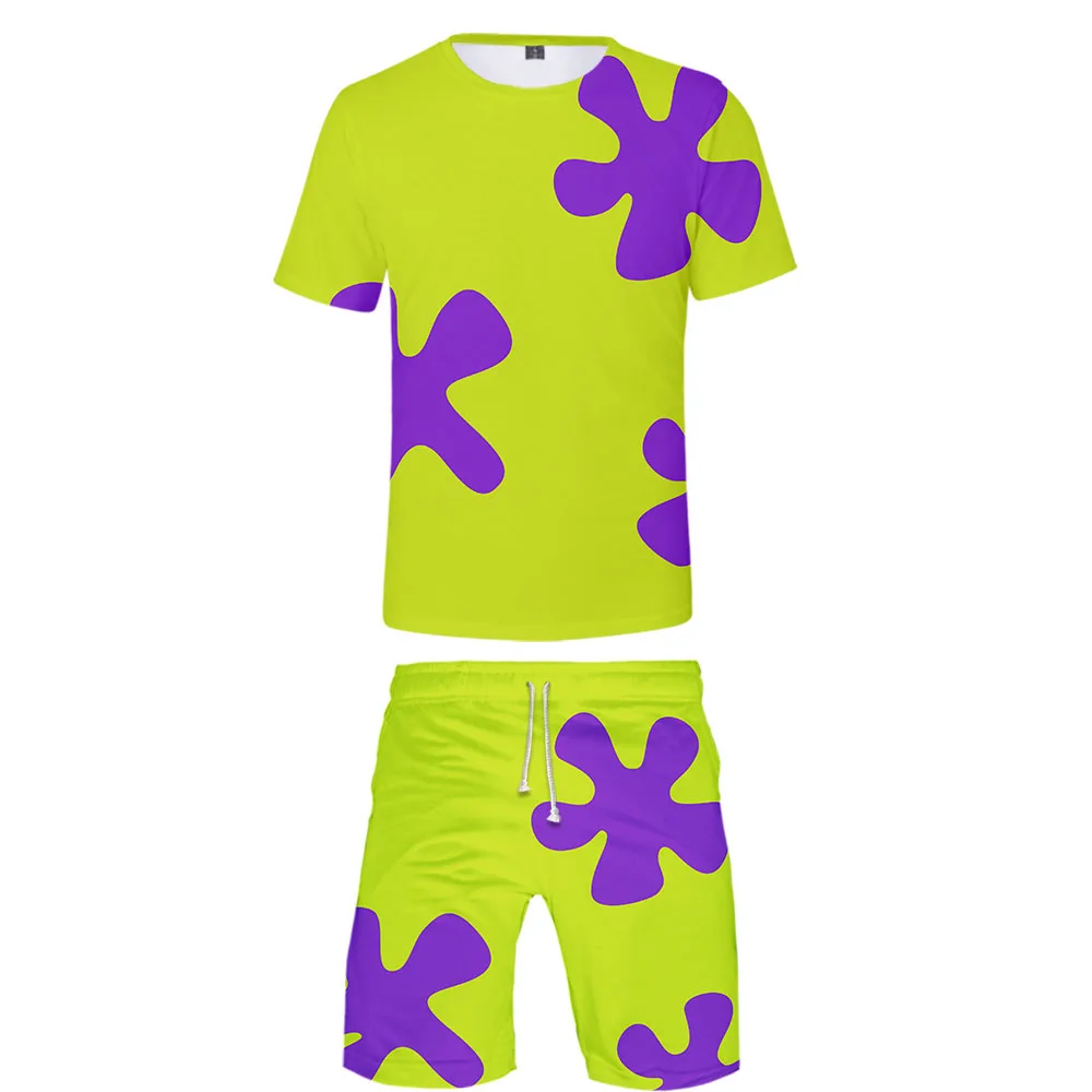 

Женские комплекты из 2 предметов, футболка и шорты с 3D-принтом в стиле аниме Патрик и звезда, поп, летняя спортивная одежда для косплея