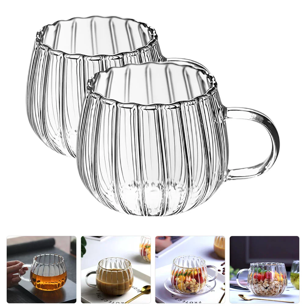 

2 Pcs Glass Tea Mug Clear Coffee Mugs Glass Beer Mugs Beverage Cup The Office Mugs Glass Pumpkin Cups Handle Water Cup
