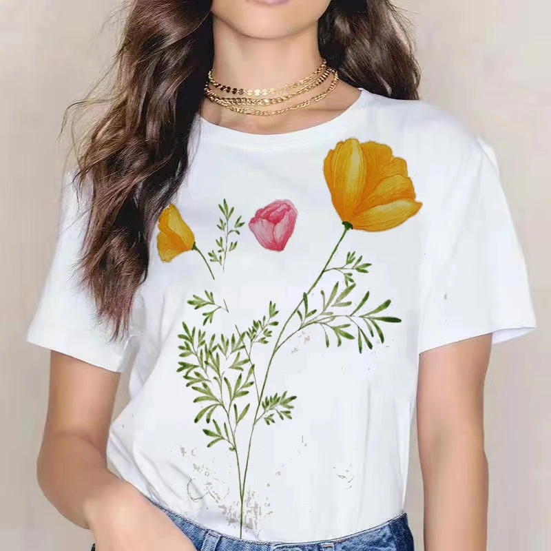 

Women's Short-sleeved T-shirt Round Neck Comfortable Loose Street Trend Natural Landscape 3d Print Polyester Top