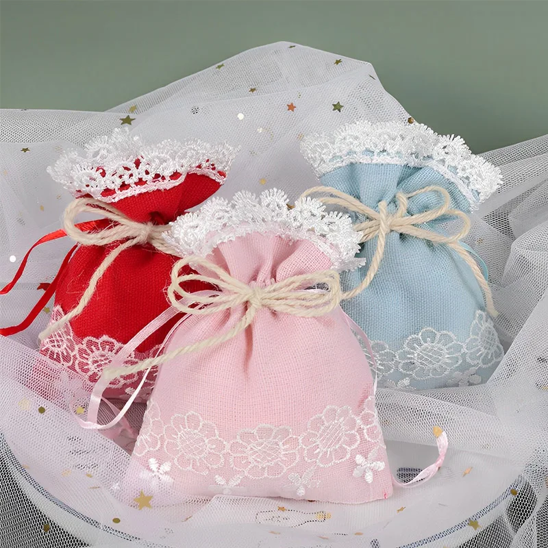 

20Pcs Drawstring Natural Burlap Bag Wedding Party Christmas Candy Dargee Gift Bag Drawable Gift Pouch Jewelry Packaging Bags