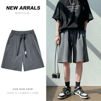 summer greyblack suit shorts men fashion society mens dress shorts korean loose straight casual shorts mens plus size m 5xl