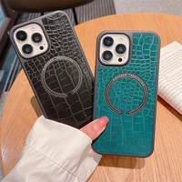 for magsafe case for iphone 13 pro max wireless charging magsafing cover for apple 12 11 pro xr xs crocodile leather magnet case