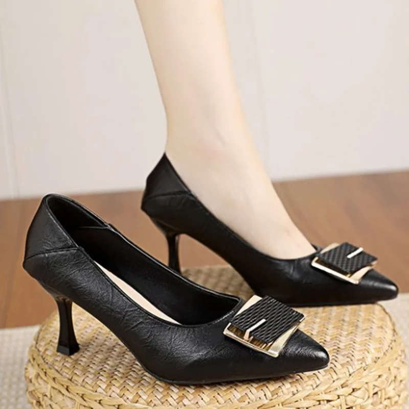 Zapatos de mujer женские модные милые легкие черные туфли на шпильке для карьеры офисные
