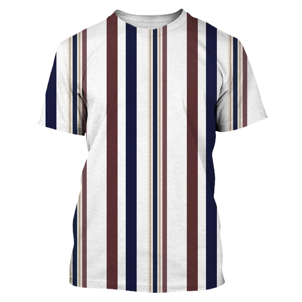 

Summer Clearance Romotion Men's Fashion Stripe Casual Pattern T-shirt, Loose Size Quick Drying Breathable Top Short Sleeved.