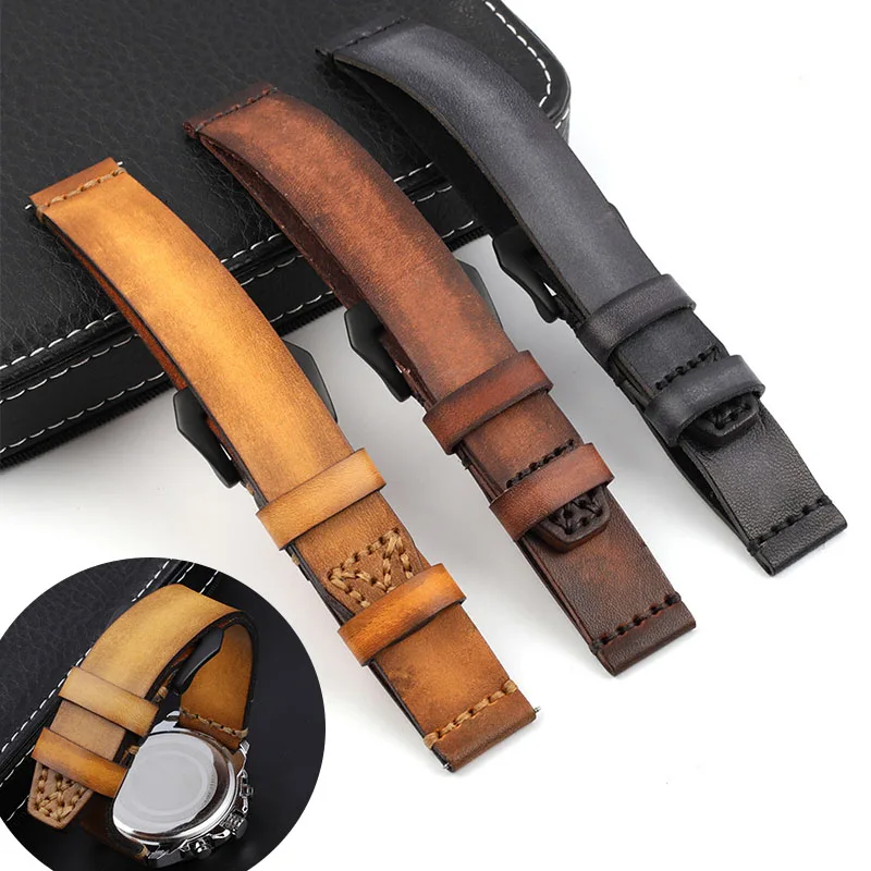 

Oil Wax Quick Release Leather Watch Accessories 18mm 20mm 22mm Vintage Watch Strap Yellow Colour Available Watchband