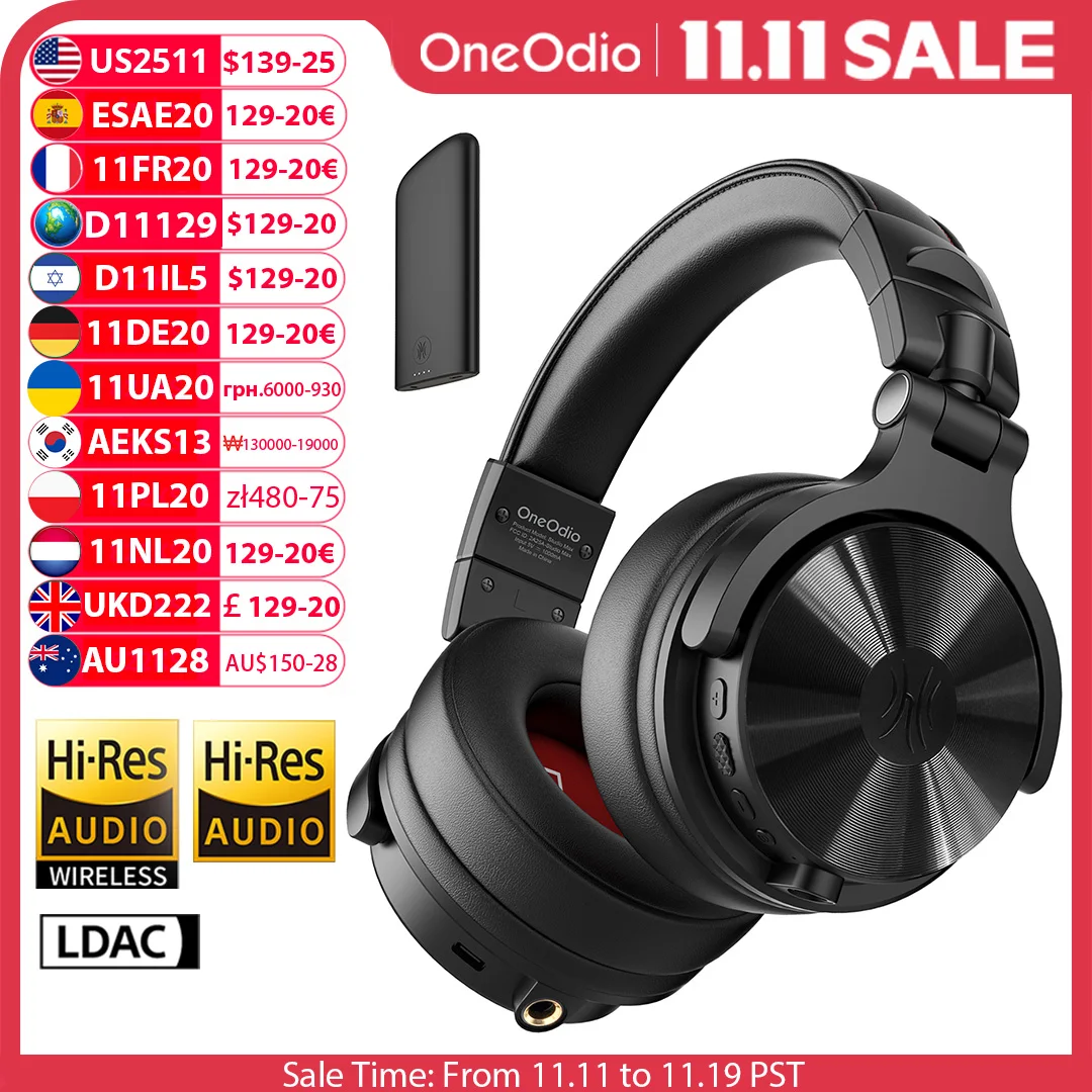 Фото Bluetooth-наушники Oneodio Studio Max1, беспроводная DJ-гарнитура с низкой задержкой, профессиональные наушники для студийного монитора Hi-Res LDAC №1
