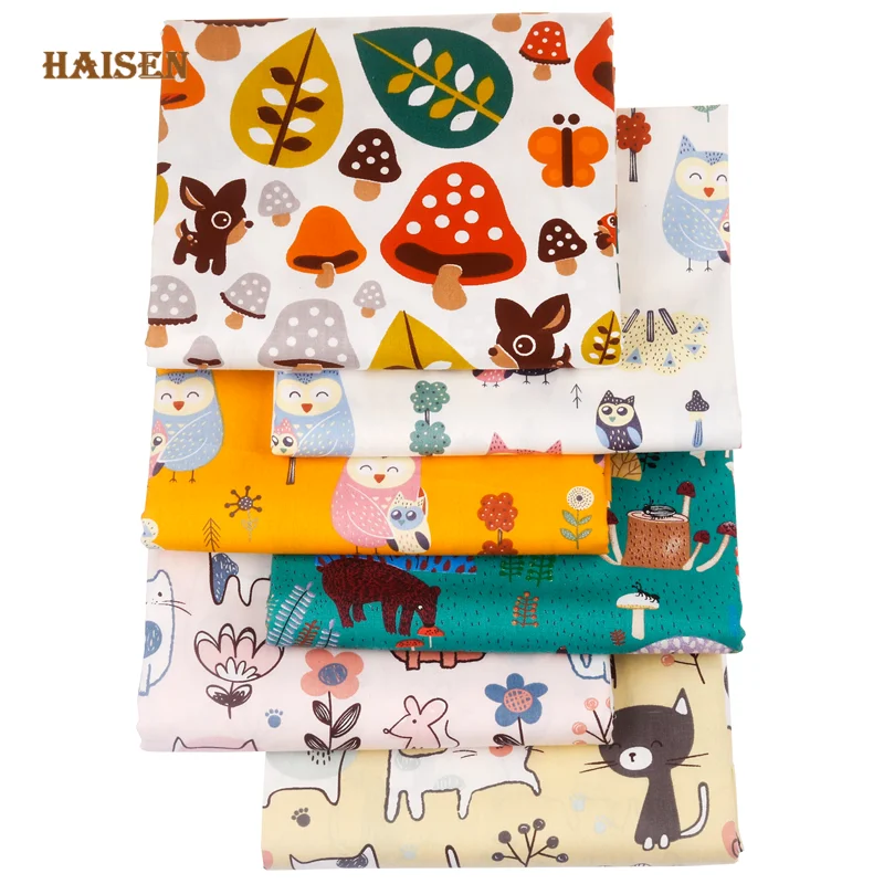 Printed Twill Cotton Fabric,Cute Cartoon Animals Series Meter Cloth,For Handmade DIY Sewing Quilting Baby&Child Textile Material