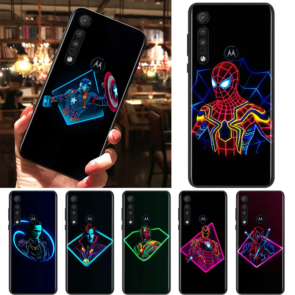 

Marvel Avengers hero color Black Phone Case For Motorola E32 G52 G Stylus G71 Edge G60 S G9 G8 20 E7i Power One Fusion Soft Capa