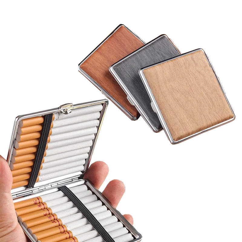 

Business cigarette box hold 20 cigarettes Portable Imitation wood grain cigarette case Moisture ash prevention Cigarette holder