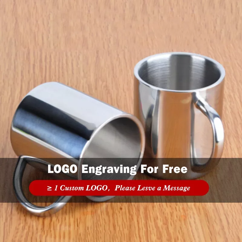 

Free Customize LOGO Stainless Steel Coffee Mug Kids Durable Drinking Cup Juice Milk Water Bottle Wedding Gift Lettering Cups