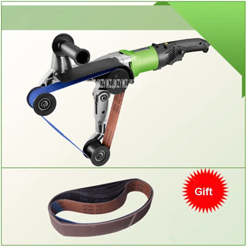 Hand-held Round Tube Polishing Machine Belt Polishing Machine Tube Belt Sander Polishing Machine 220V/110V 800W 180MM 2.4-9.1m/s
