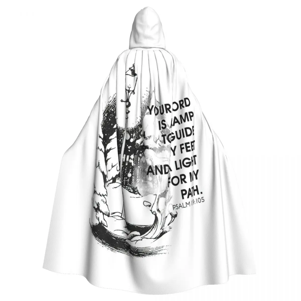 

Psalm Framed Hooded Cloak Halloween Party Cosplay Woman Men Adult Long Witchcraft Robe Hood