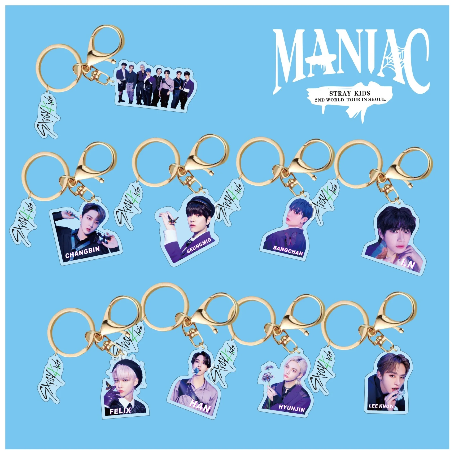 

KPOP Stray Kids Boy Group MANIAC Acrylic Keychain Pendant Accessories Backpack Decoration Accessories Birthday Gift Cosplay