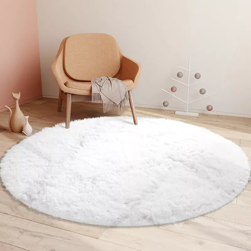 

Round Plush Carpet For Living Room Anti-slip Fluffy Large Area Rug Thick Bedroom Decorative Carpets Floor Soft Rugs Lounge Rug