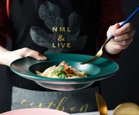 nordic straw hat plates spaghetti dish plate creative western food plate ceramic spaghetti tableware soup plate deep plate juul