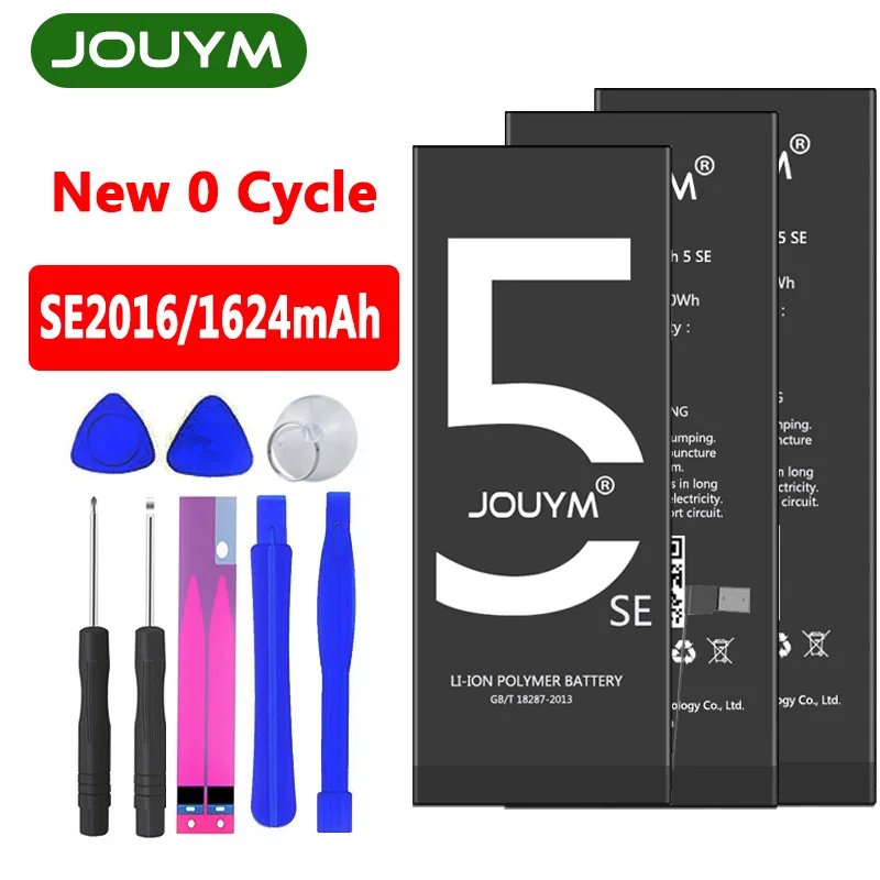 Аккумулятор JOUYM для iPhone 5 5S 6 6S 6SP 7 8 Plus, НОВЫЙ телефонный аккумулятор 0 Cycle для iPhone SE 2016 с бесплатными наклейками