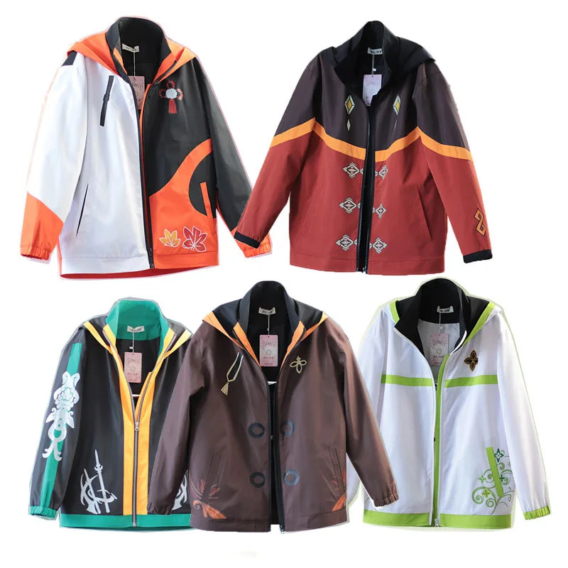 Толстовки на молнии для косплея Genshin Impact толстовка с капюшоном и графическим