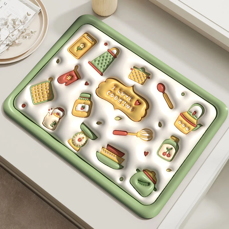 Трехмерный кухонный коврик для стола с расширительным цветком дренажный