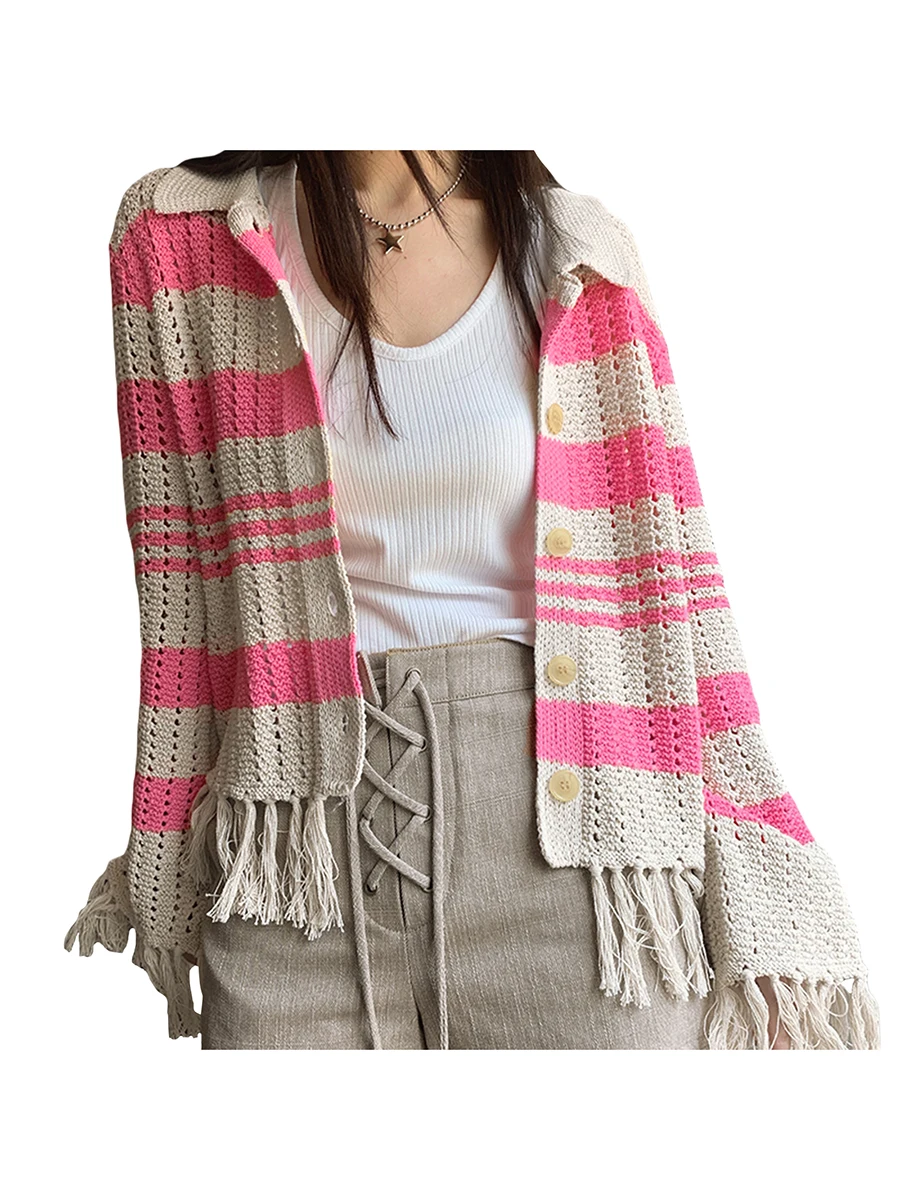 

Женский трикотажный свитер в полоску, с длинным рукавом