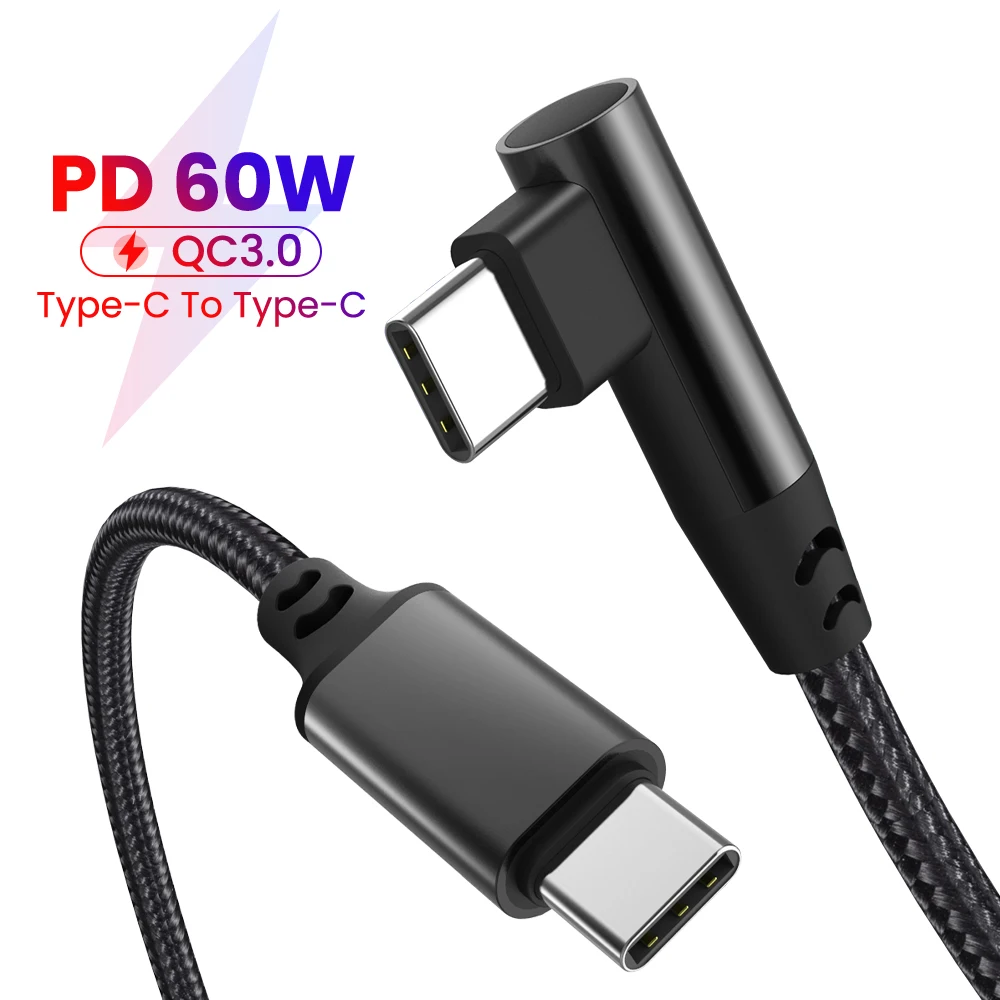

Single Elbow PD 60W USB C to USB Type C Cable for Samsung Huawei Quick Charge 3.0 Fast Charging for MacBook Pro Data Cable Cord