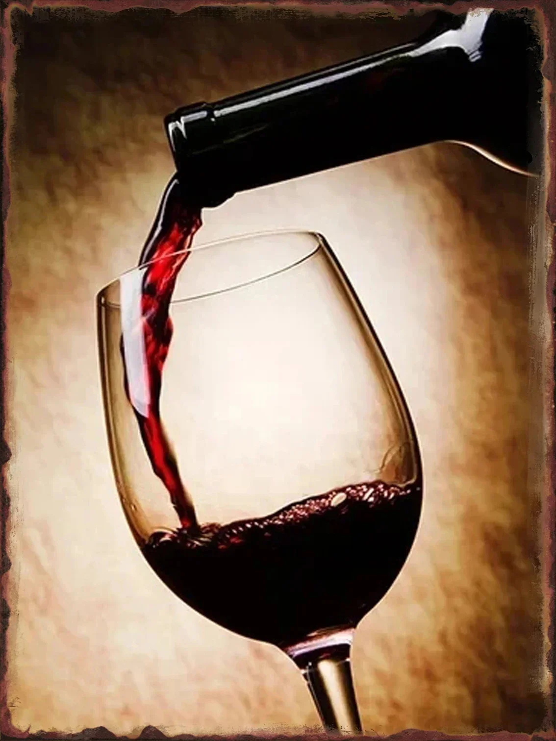 Металлическая вывеска с изображением вина