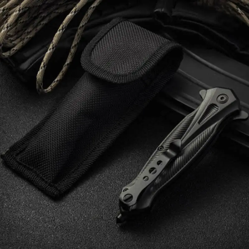 

Folding Pocket Knife 5Cr13 Steel Clip Point Blade with Black-Oxide Finish, Non-Slip Pattern Handle for Outdoor Camping Survival