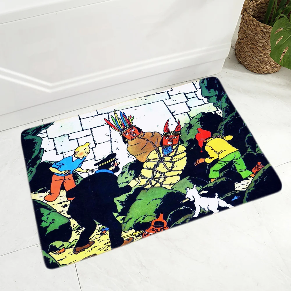 

Mat Living Room Entrance Carpet Flannel Anti Slip Rug Children Crawling Adventures of Tintin Prayer Rug Area Rugs Parlor Mat