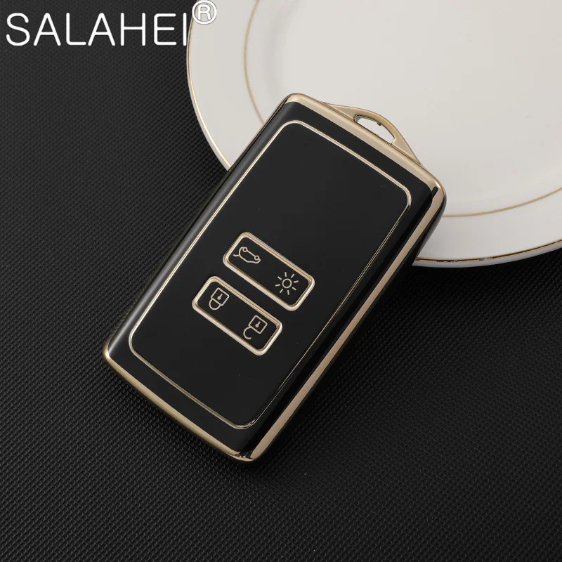 

Чехол для автомобильного ключа из ТПУ, чехол с умным дистанционным золотым краем для Renault Clio Talisman Megane Scenic Kadjar