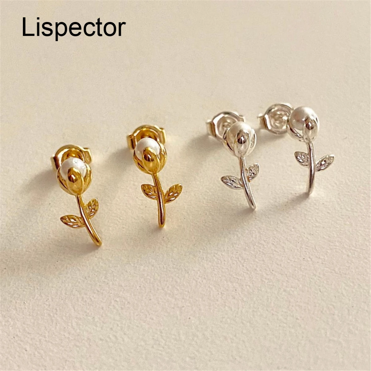 

Lispector 925 Sterling Silver Natural Pearl Rose Stud Earrings for Women Casual Flower Small Earrings Female Ear Jewelry Gifts