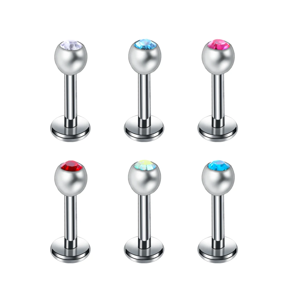 

1 PC G23 New Titanium Opal Labret Rings Lip Bars Round Ear Tragus Cartilage Earring Piercing Body Jewelry