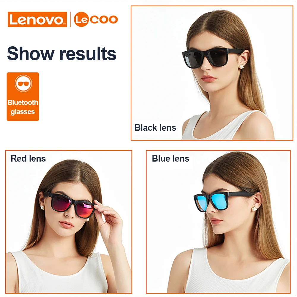 Lenovo Lecoo Smart Glasses Headset Wireless Bluetooth 5.0 Sunglasses Outdoor Sport earphone Calling Music Anti-Blue Eyeglasses images - 6