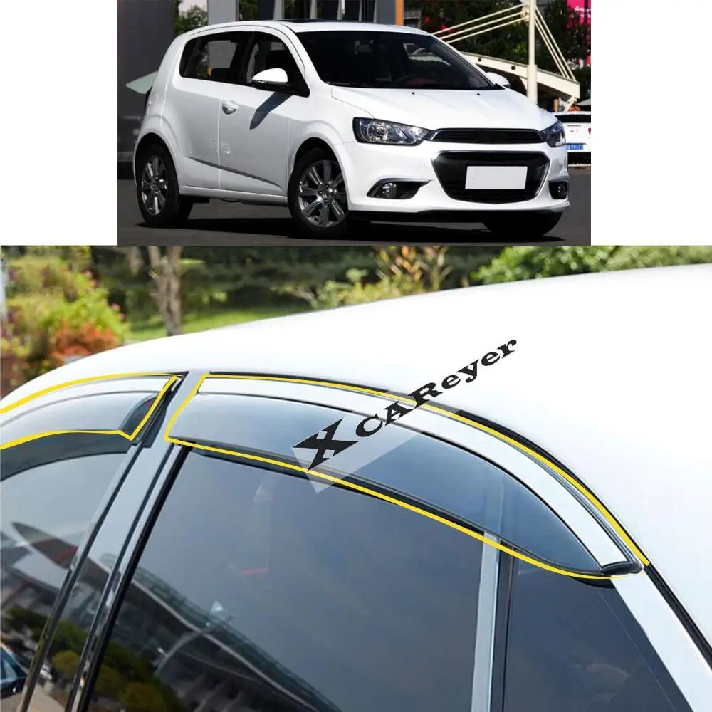 Фото Для CHEVROLET AVEO Хэтчбек 2011-2015: Наклейка на автомобиль, пластиковый дефлектор на окно, защита от дождя/солнца, вентиляционные элементы №1