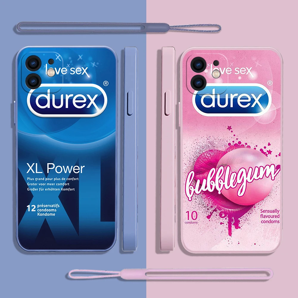 Sexy Condom Box Phone Case For iPhone 14 13 12 11 Pro Max Mini X XR XS MAX SE20 8 7 Plus Design-DurexES Cases with Hand Strap