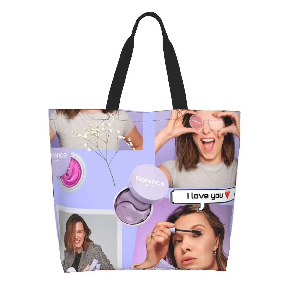 

Florence By Mills Groceries Shopping Bags Custom Printing Canvas Shopper Tote Shoulder Bags Big Capacity Durable Handbag