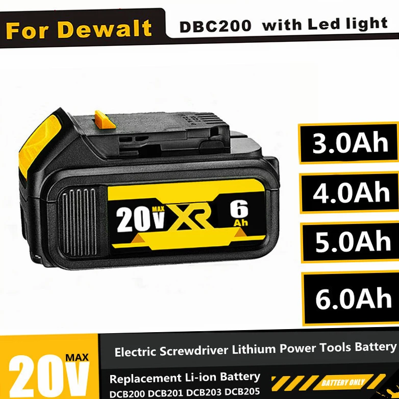 

Сменный литий-ионный аккумулятор для DeWalt MAX, XR, DCB205, DCB201, DCB203, 20 в, 18650 Ач