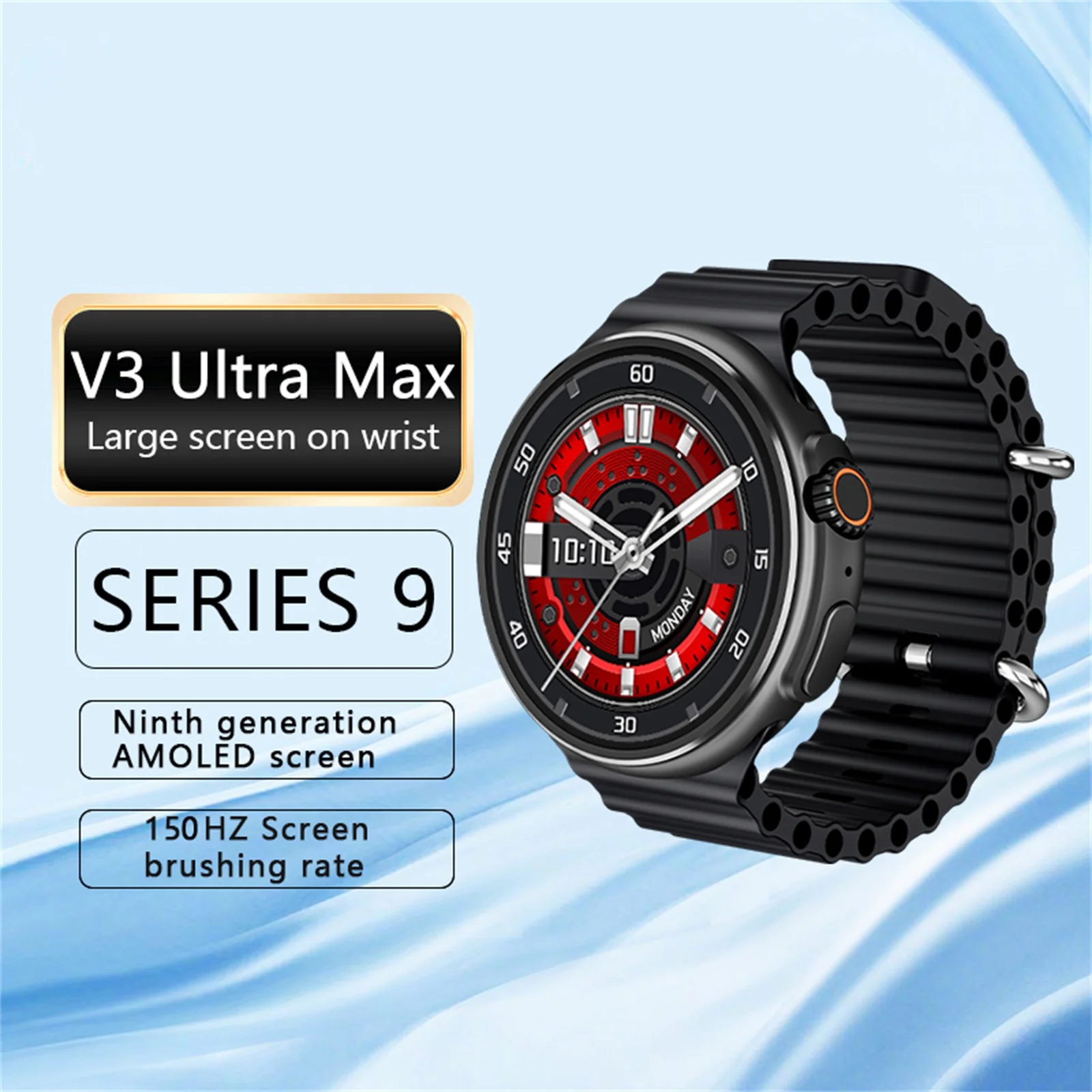 

New V3 Ultra Max Smart Watch Series 9 Heart Rate 1.6inch NFC Voice Assistant Blood Oxygen Sleep Monitoring Health Smartwatch