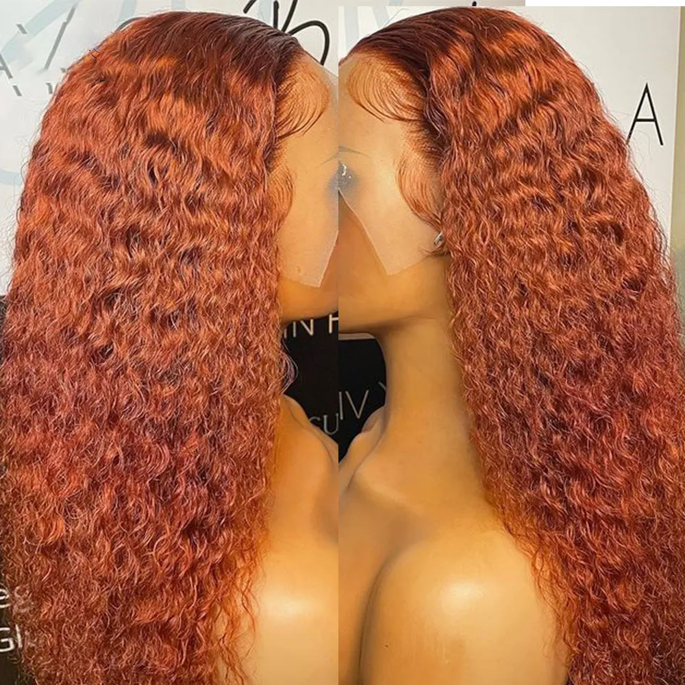 

26“Long Soft Ginger Orange Kinky Curly Lace Front Wig For Black Women Baby Hair Glueless Pre Plucked Heat Resistant Deep Wave