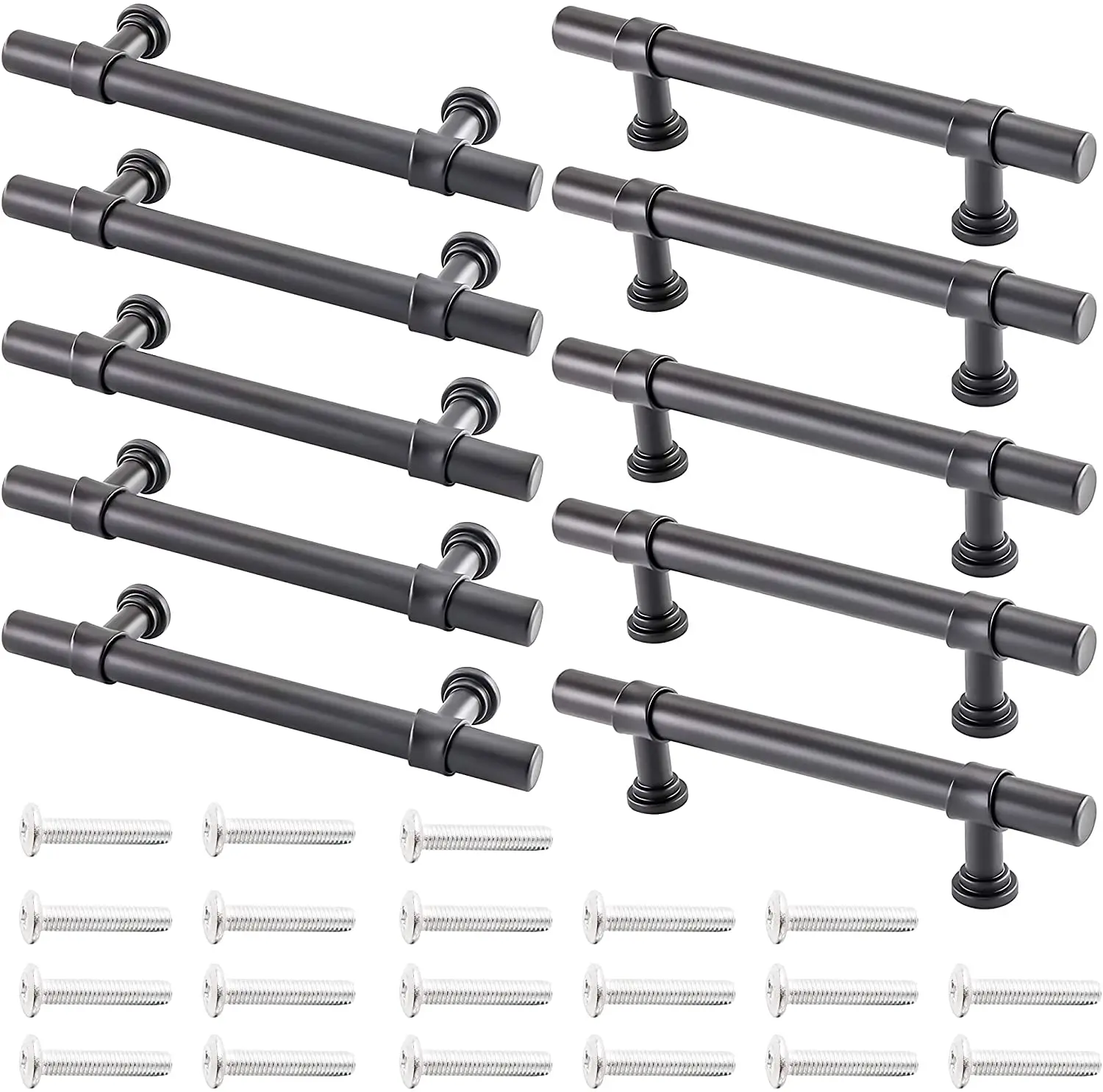 

10 Pcs/Pack 96mm Black Kitchen Cupboard Handles, Cupboard Door Handles with Screws, Stainless Steel Drawer Pulls