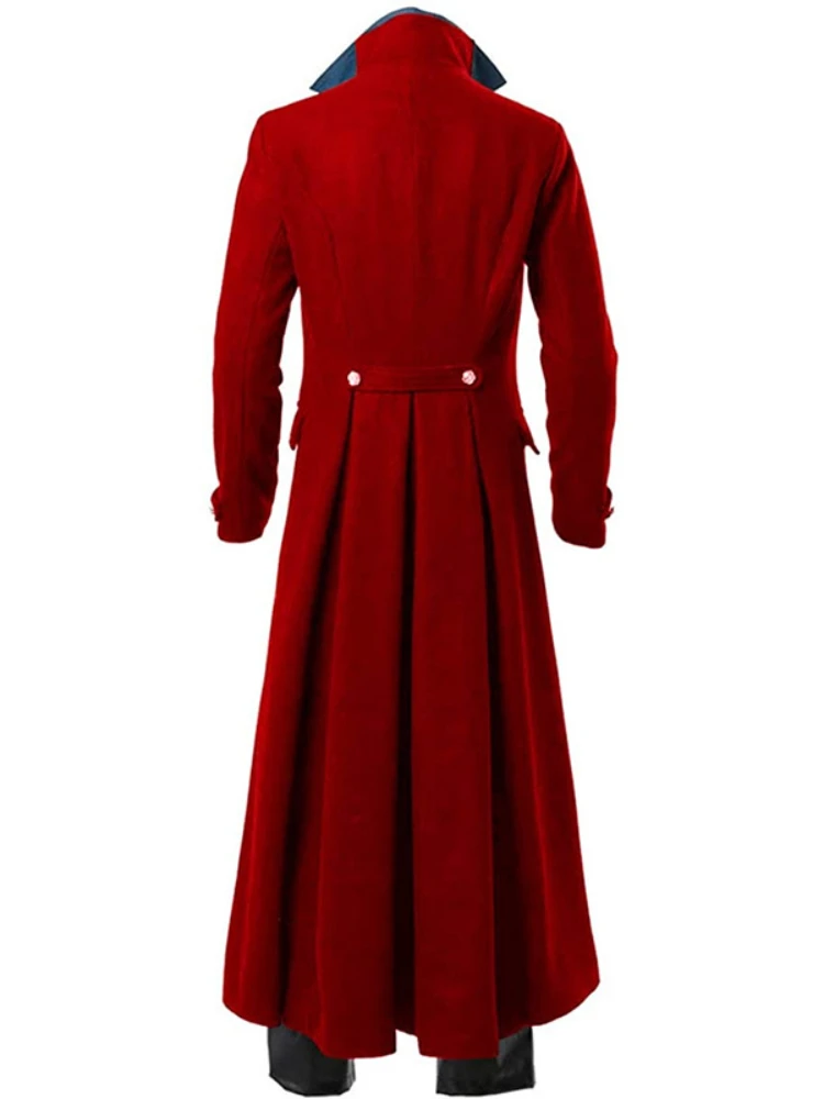 

Kostum Abad Pertengahan Antik Steampunk Gothic Hitam Jaket Panjang Mantel Vampir Cosplay Bajak Laut Halloween Pakaian Mantel