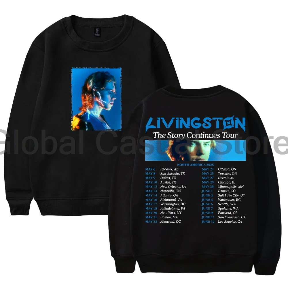 Livingston The Story Continues Tour 2025 Merch уличная одежда с круглым вырезом и длинными рукавами