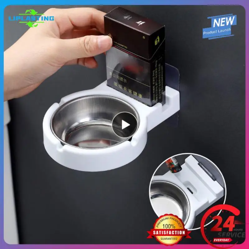 

Stainless Steel Non-marking Sticker Ashtray Wall Paste Home Ashtray Simple Bar Smoking Indoor Cigarette Butt Storage Shelf