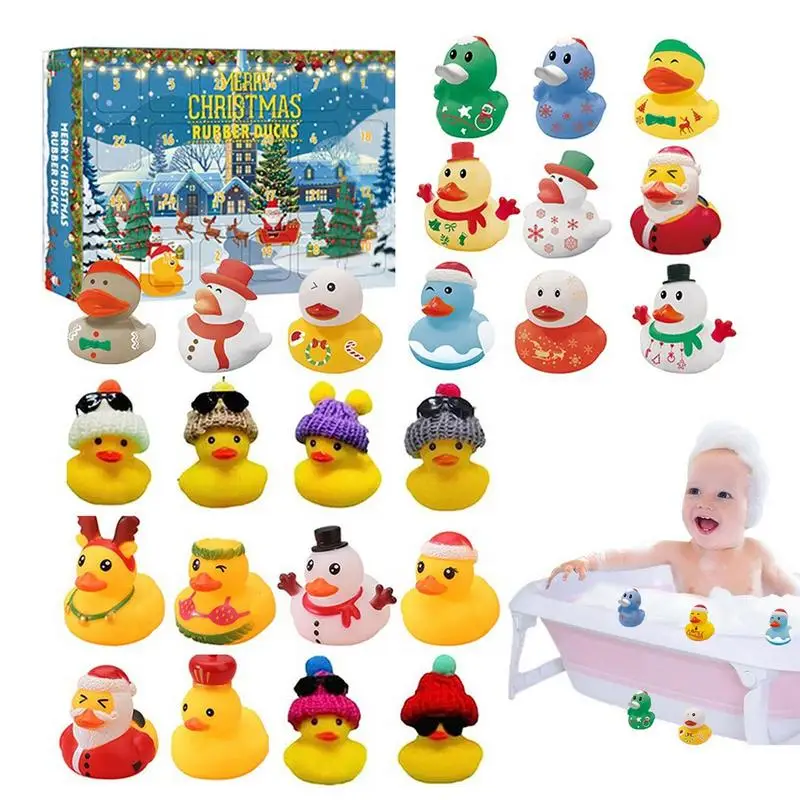 

Christmas Countdown Gift Box Duck Christmas Party Favor Gifts With Sound Halloween-Themed Bathtub Toys 4 Days Christmas