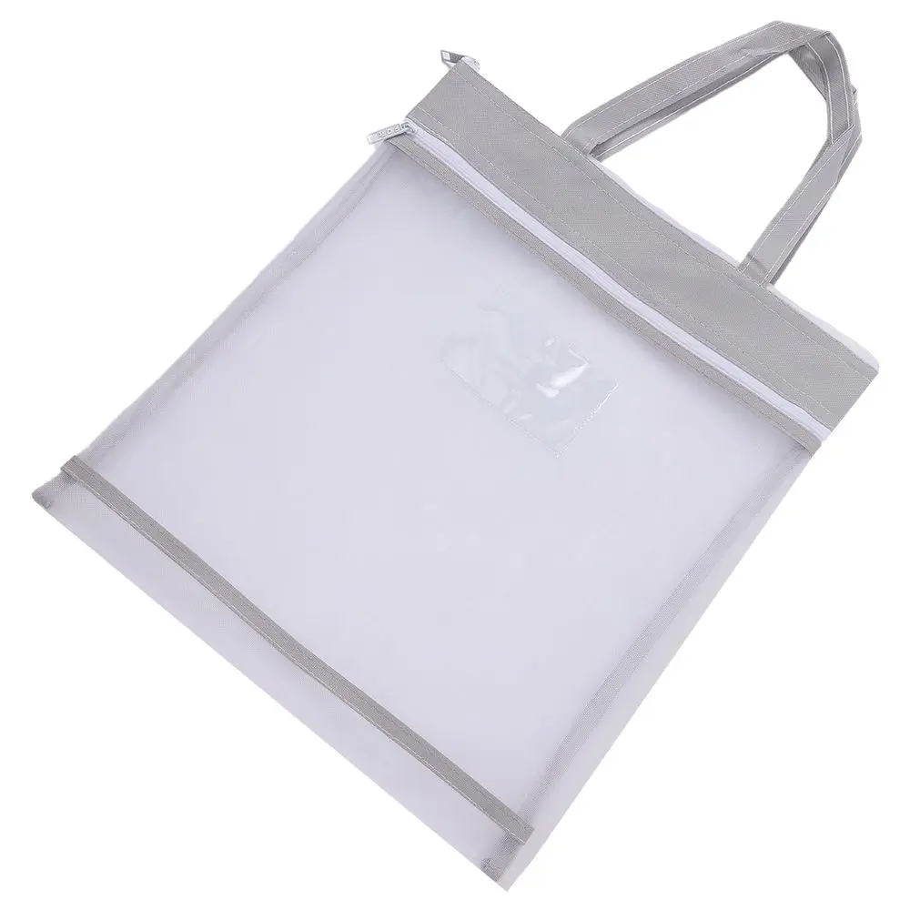 

Grey Pencil Bag New Nylon mesh Stationery Pouch Large Capacity Office