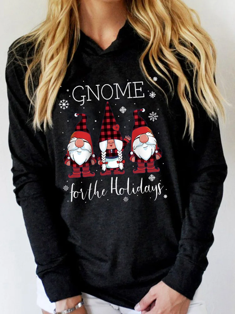 

Gnome For The Holiday Hoodie Black y2k Top Tops Ropa Mujer T Shirt Roupas Femininas Corset Top Blusas Blusas Mujer De Moda