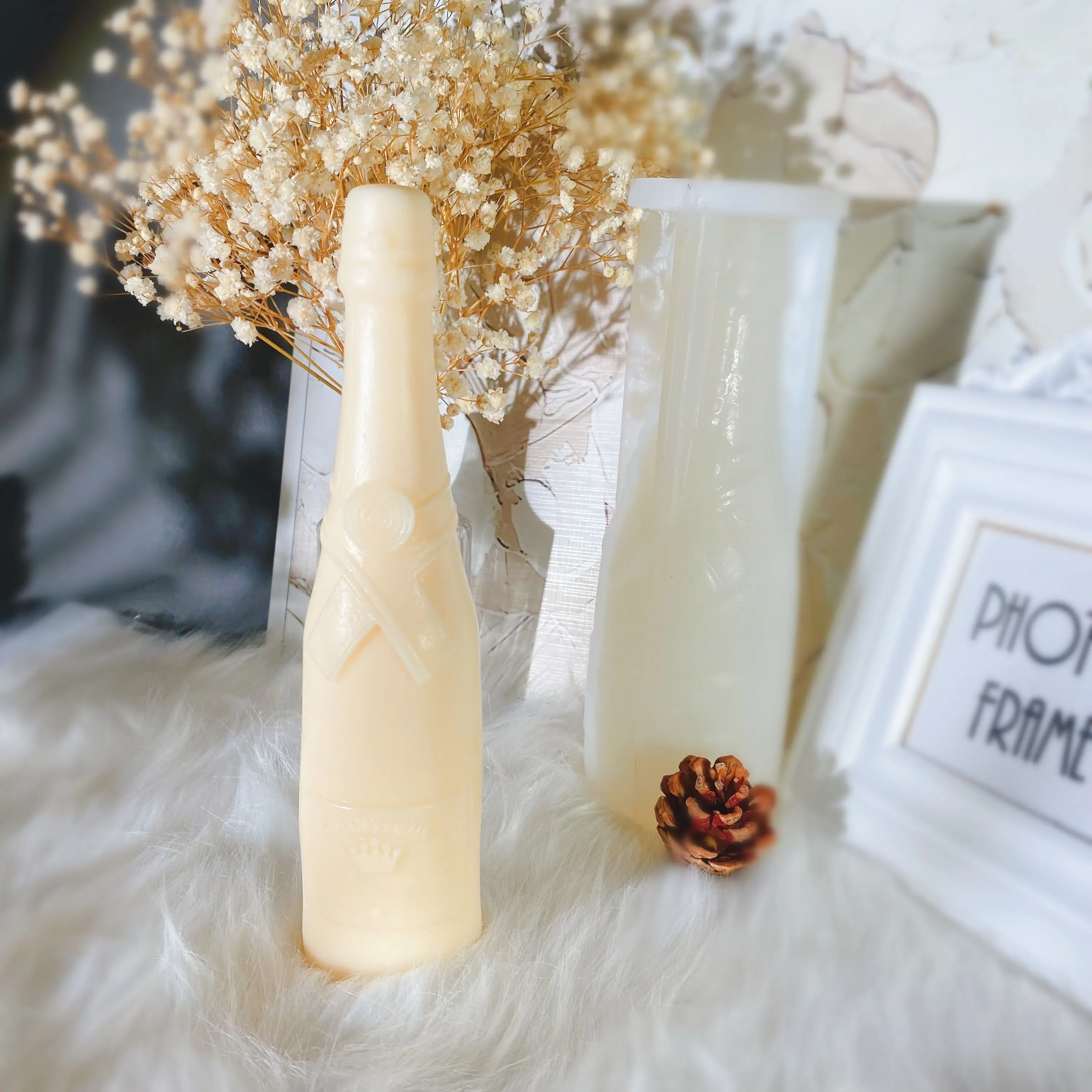 

Homemade DIY Champagne Bottle Candle Mold Home Decorate Soy Wax 3D Resin Mold Silicone Mould Aromatherapy