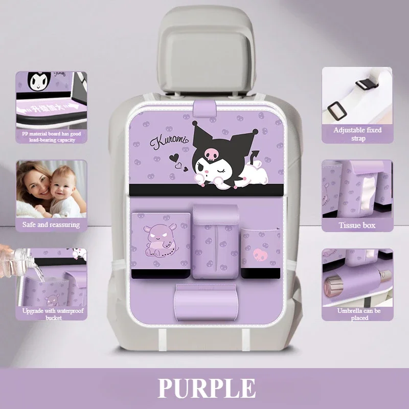 

Сумка для хранения на спинке автомобильного сиденья Kuromi, женская внутренняя автоматическая организация, подвесная стойка, детская маленькая настольная доска, решение для хранения