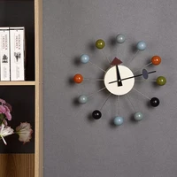 quiet round ball wood wall clock home decor modern design 3d clocks for living room decoration accessories with import movement