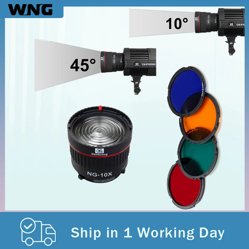 

Nanguang Nanlite NG-10X Focus Lens With 4 Filters Bowens Mount for Flash & Led Light Accessory Photographic Accessories