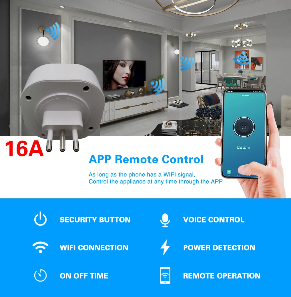 Чили Италия 16A Wi-Fi Smart Plug Home Tuya Life Бытовая техника Розетка питания Голосовое