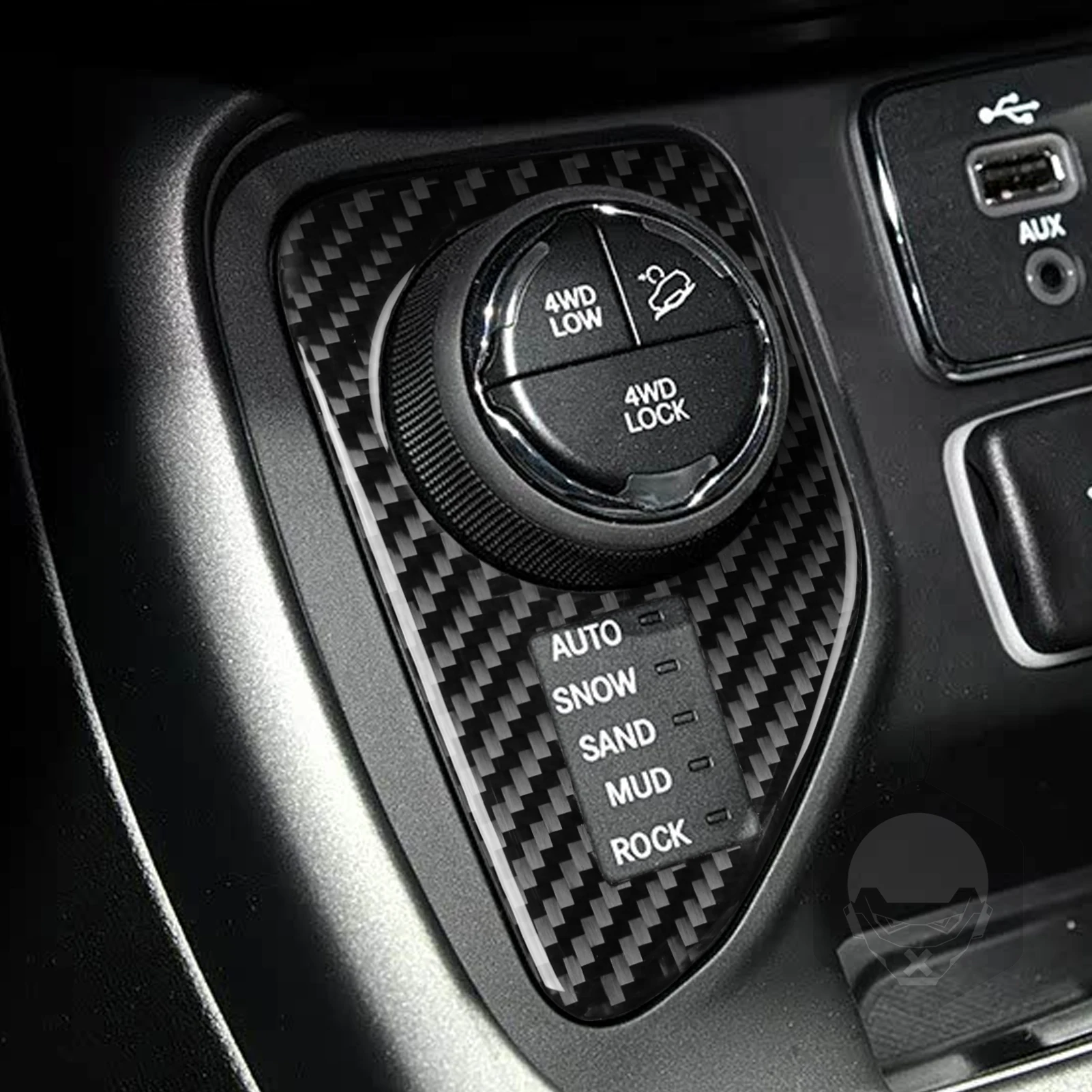 Фото Для Jeep Compass 2018-2021 наклейка из настоящего углеродного волокна, центральная панель регулировки переключателя полного привода, автомобильные аксессуары, декоративные №3